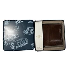 Fossil Men's Derrick Leather Bifold wallet Sliding 2-in-1